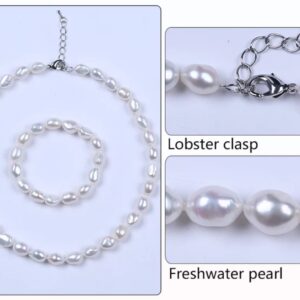 Necklace & Bracelet Set – Genuine freshwater Pearl + S 925  silver